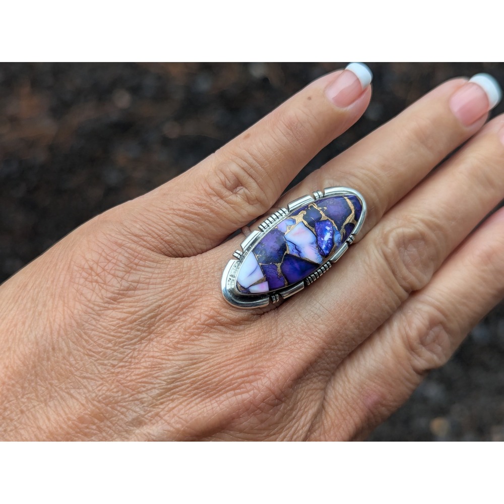 Women's Marquise Ring Purple‎ Dahlia Stone Native American Jewelry Sz 7.25 **